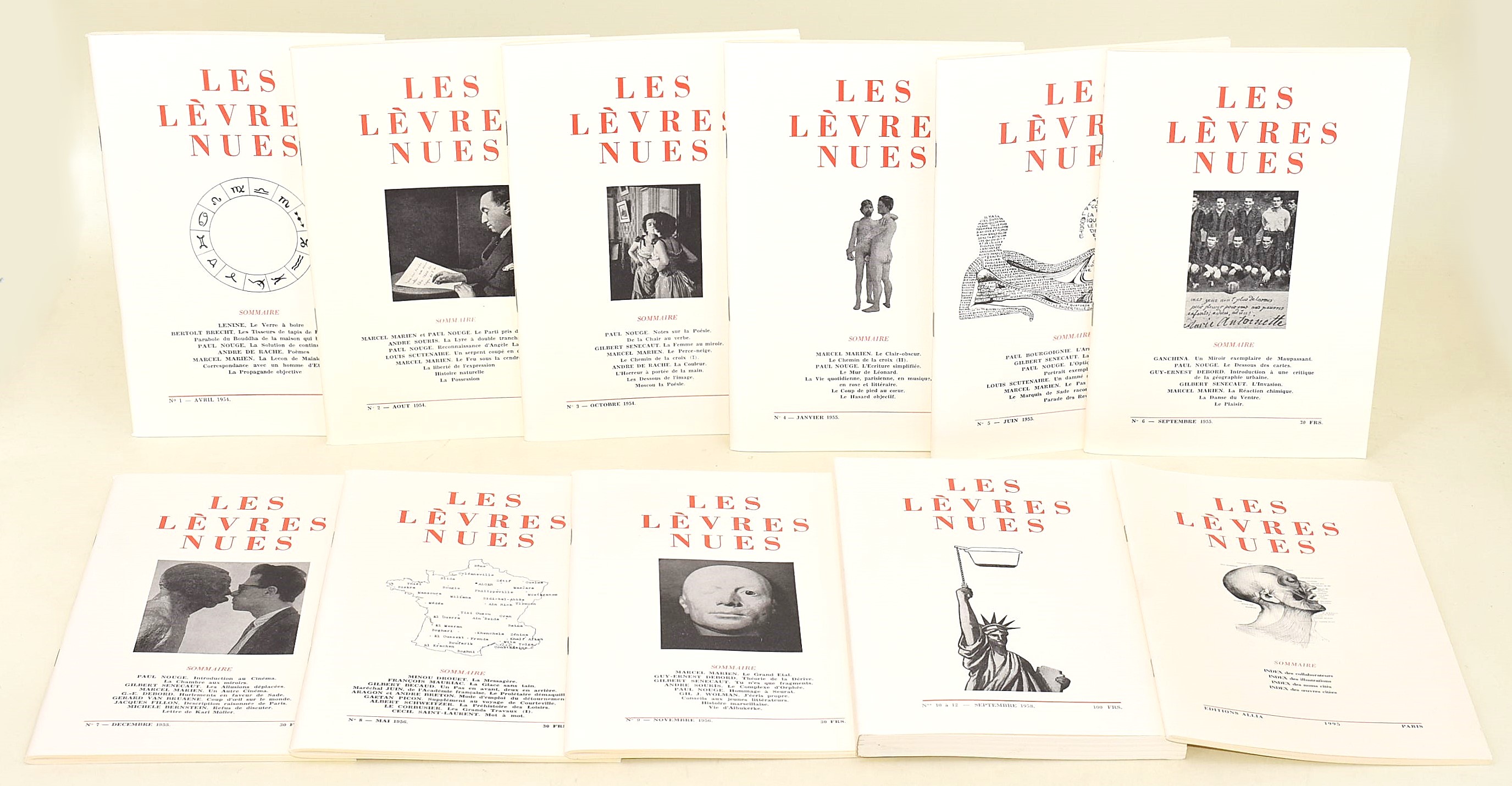 Les Lèvres Nues, Opuscoli editoriali in francese, 1954-1958, Edizioni Allia