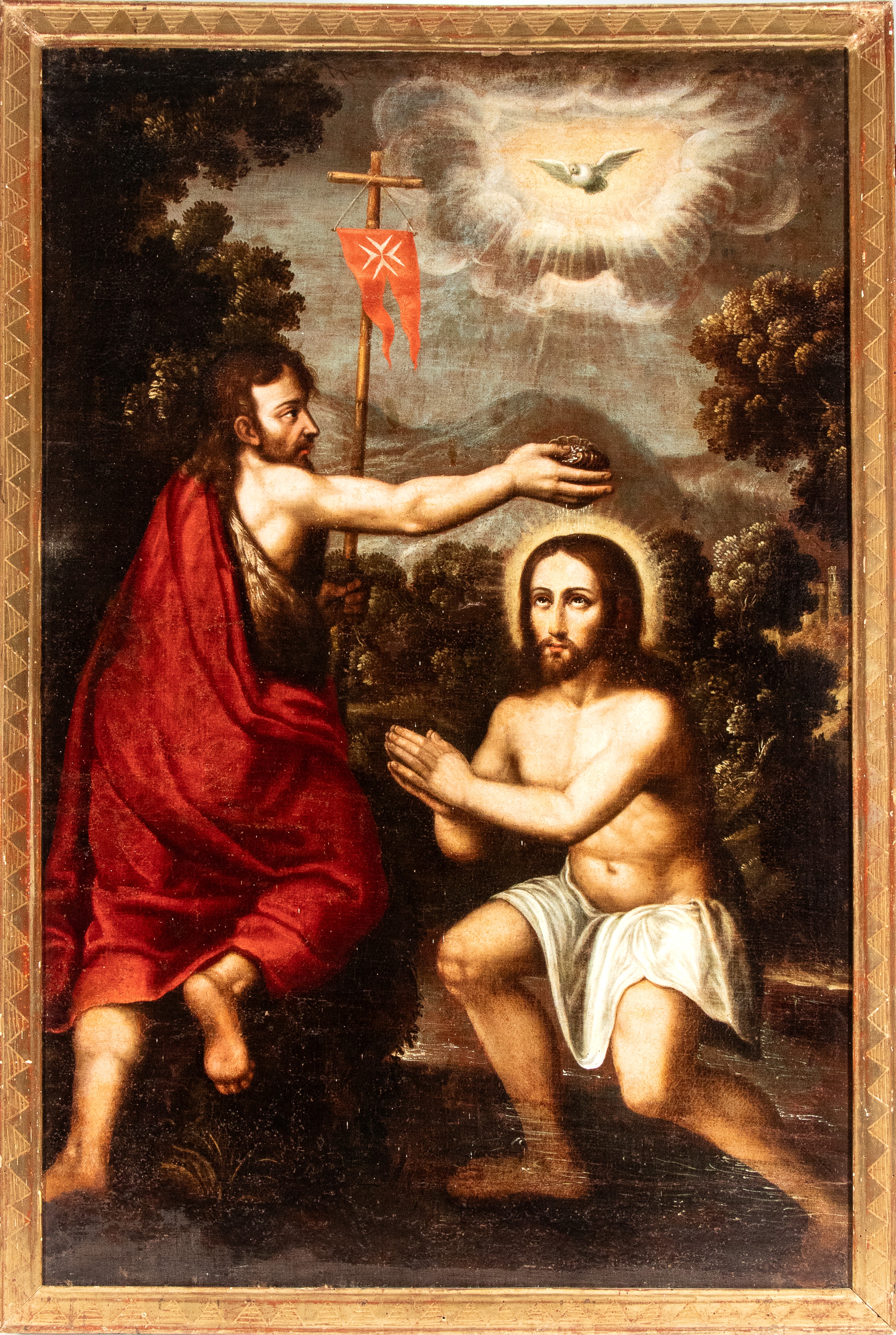 Autore non identificato, Battesimo di Cristo, olio su tela