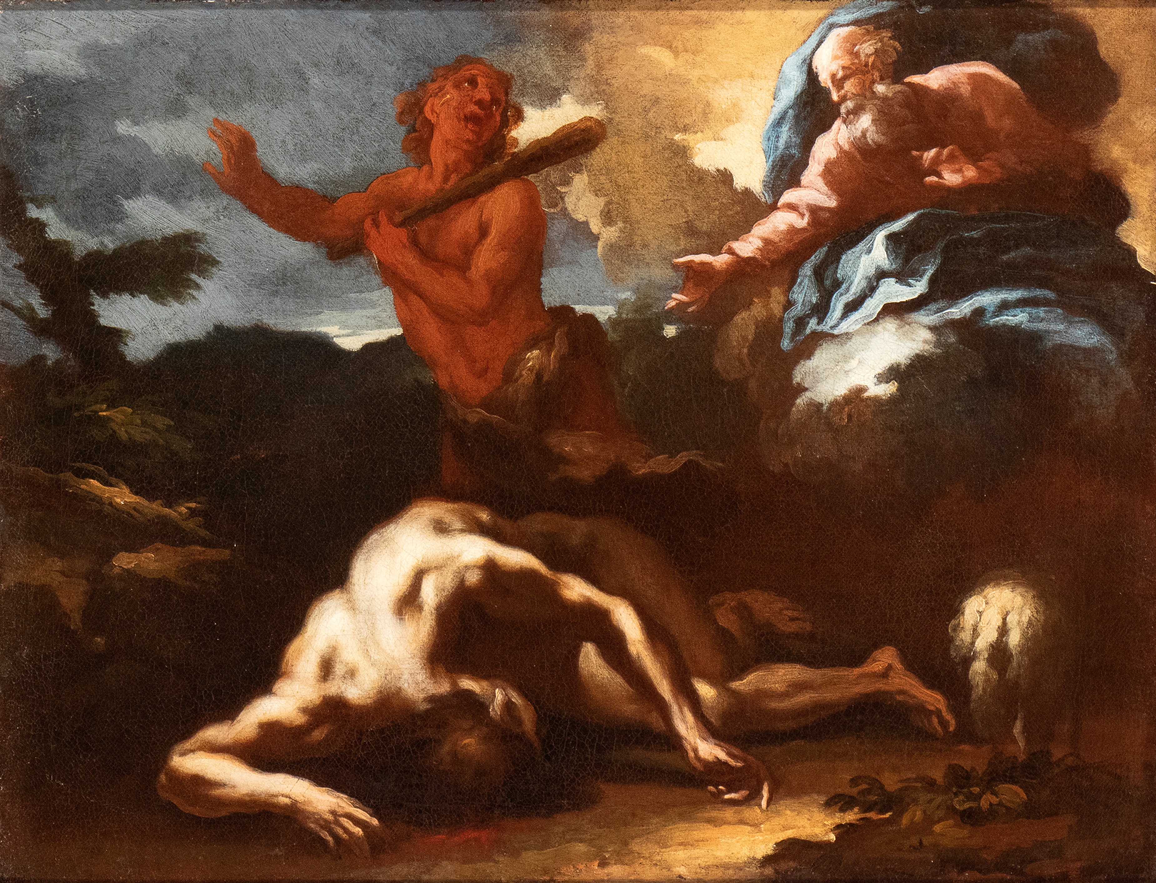 a) Adamo ed Eva; b) Caino e Abele. Coppia di dipinti