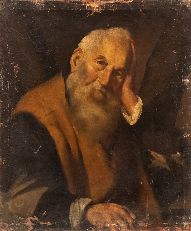 Ritratto di anziano in posa malinconica