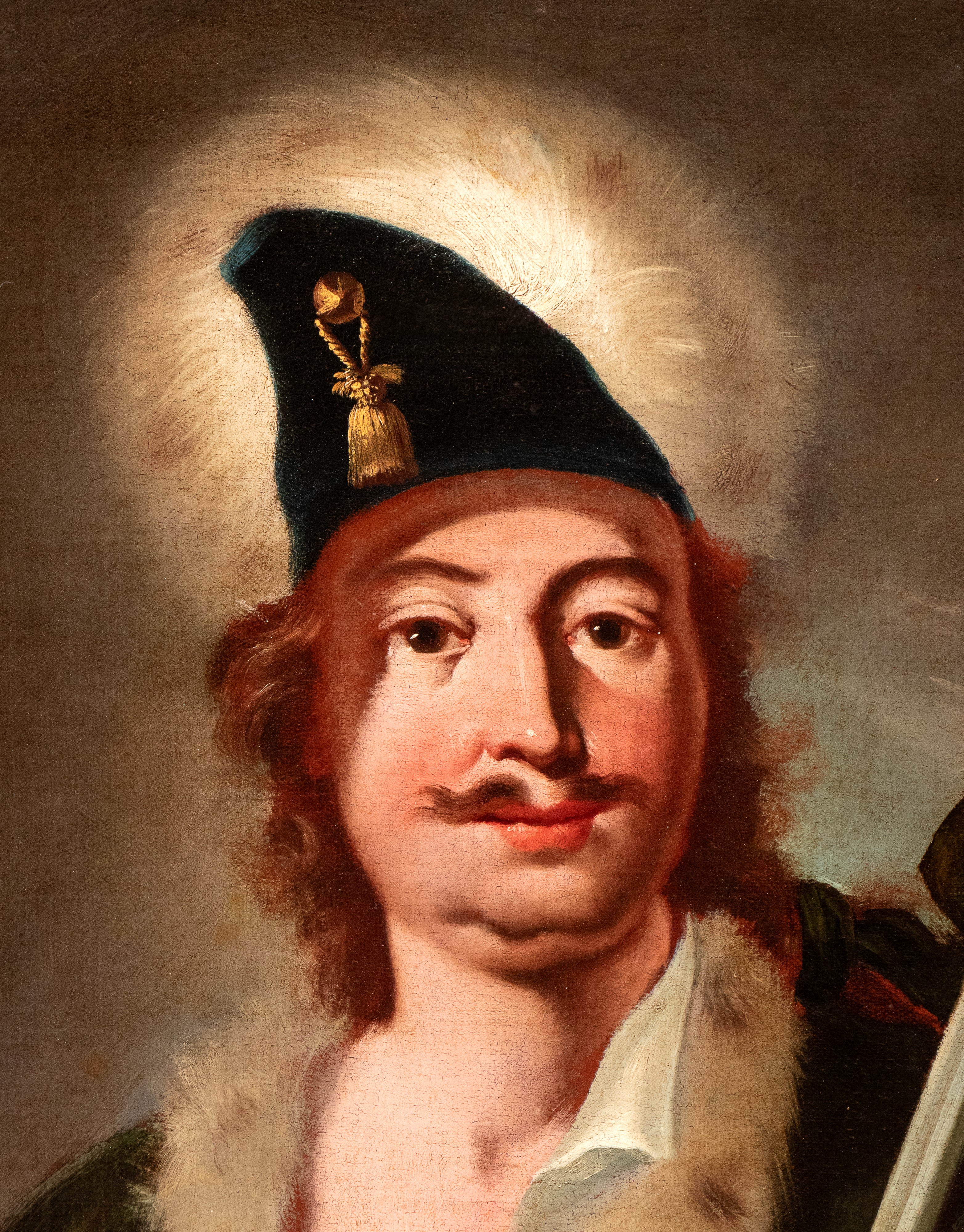 Soldato con cane e fucile da caccia