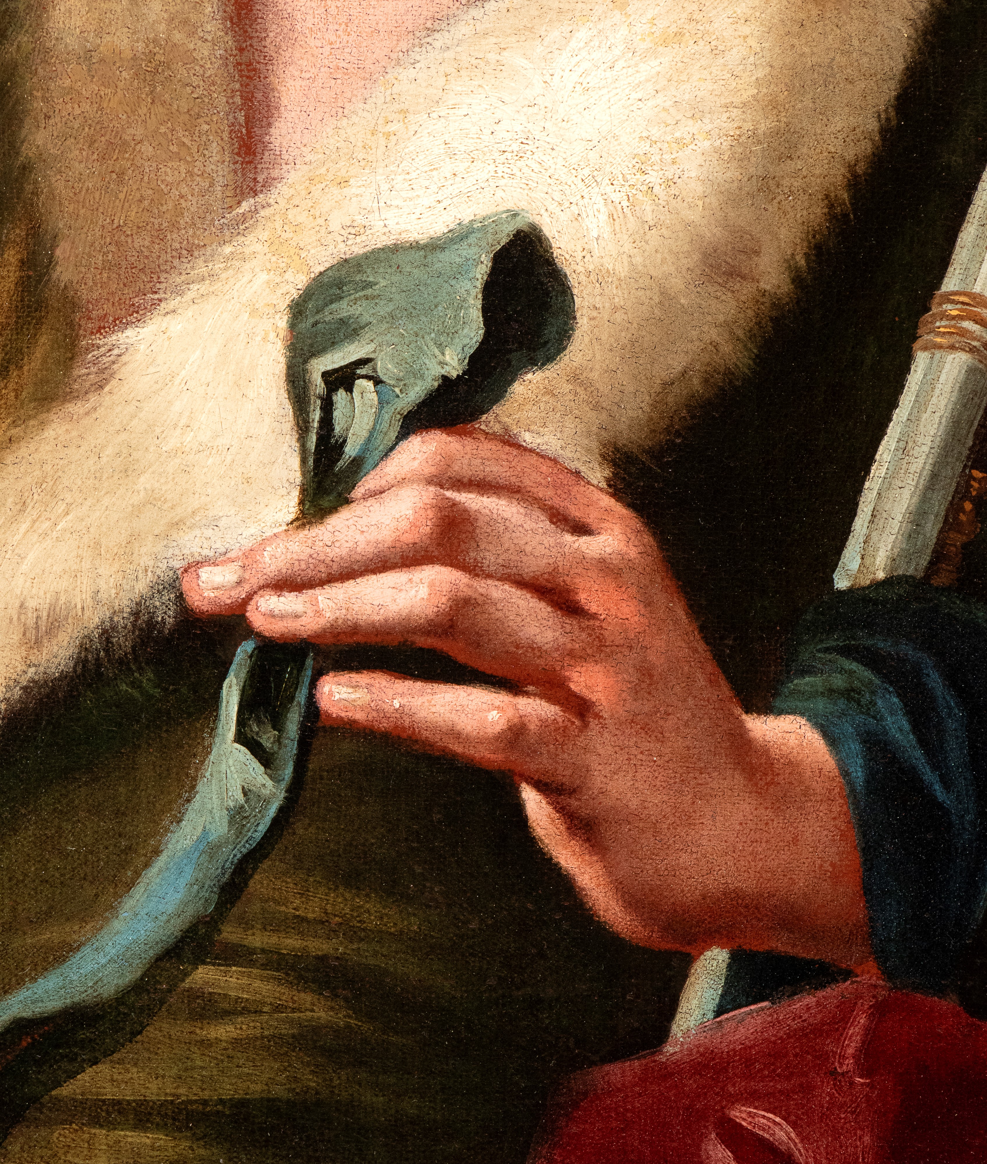 Soldato con cane e fucile da caccia