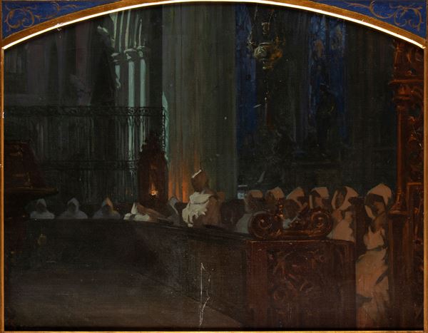 LIONELLO ARDUINO BALESTRIERI - Interior scene in the cathedral