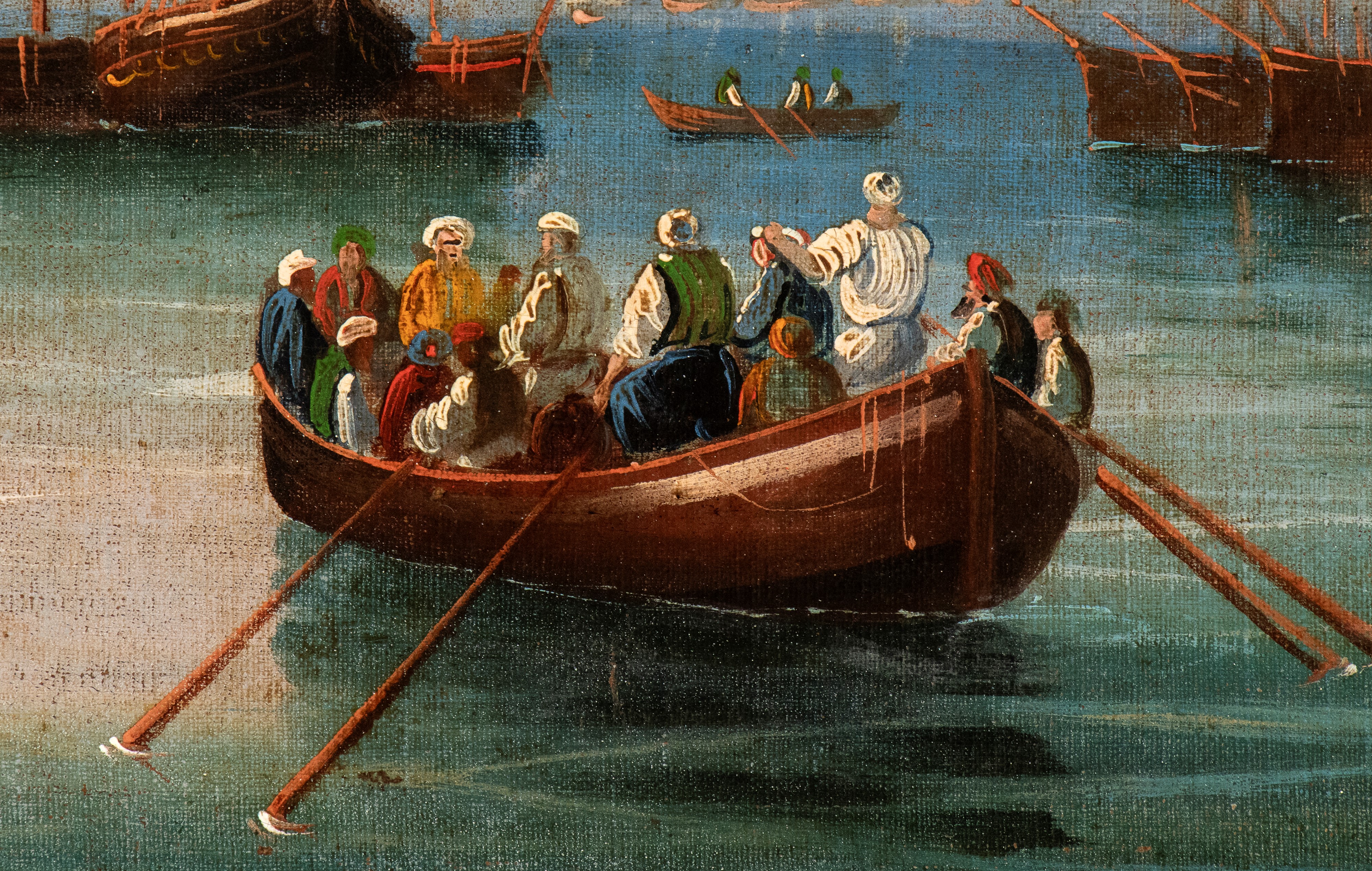 Artista Inglese, XIX Secolo - Autore ignoto, Veduta di Istanbul col Corno d'Oro dal Bosforo, olio...