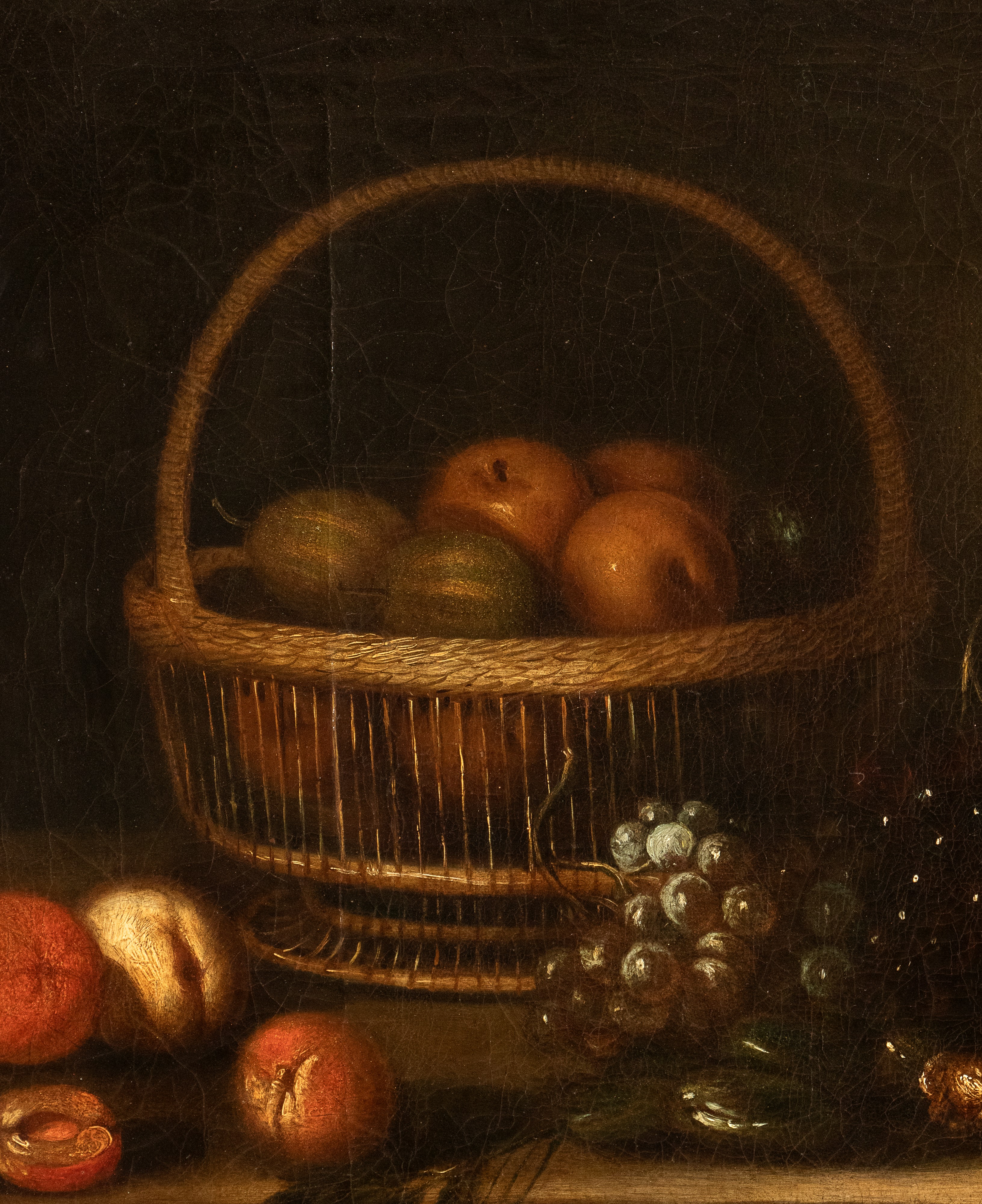 Natura morta con cesto di pomi, melagrane e limoni