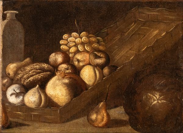 Artista lombardo, XVII secolo - Still life of fruit in a basket