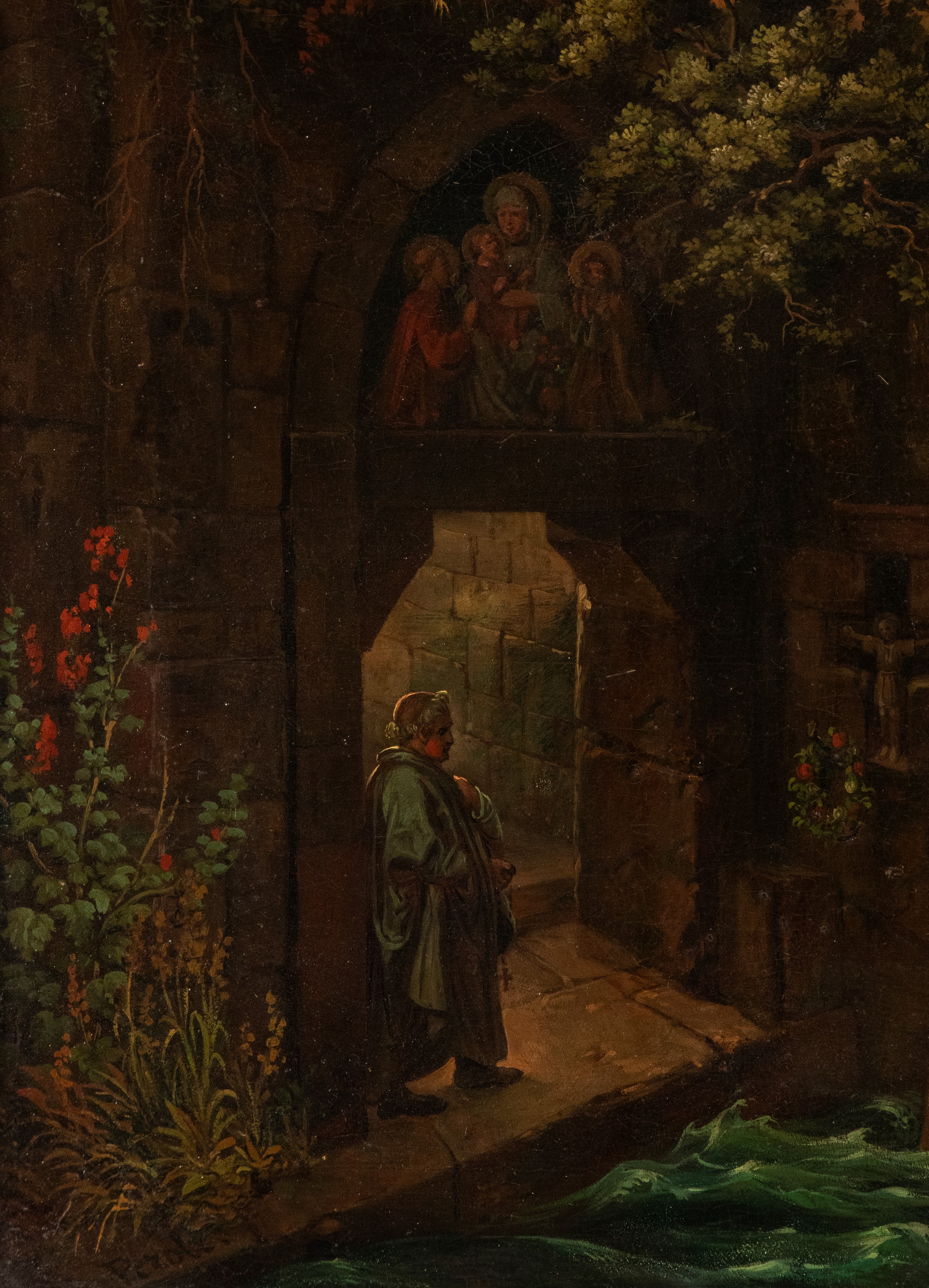 George Pezolt - Capriccio architettonico con il Duomo di Amalfi, olio su tela