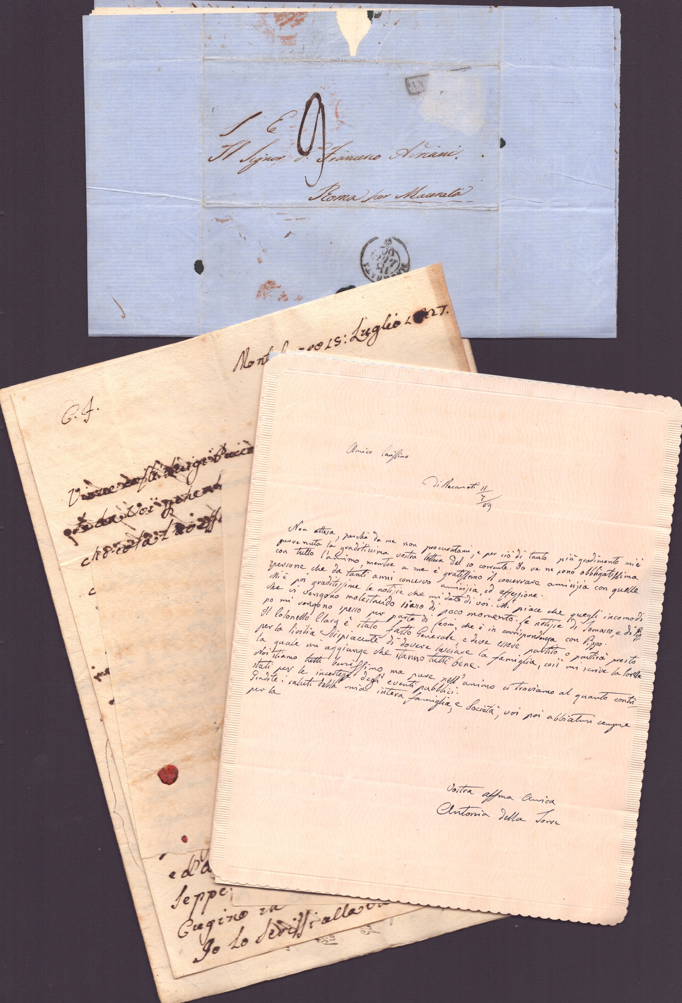 Corpo di manoscritti relativi alla corrispondenza del generale Tommaso Clary