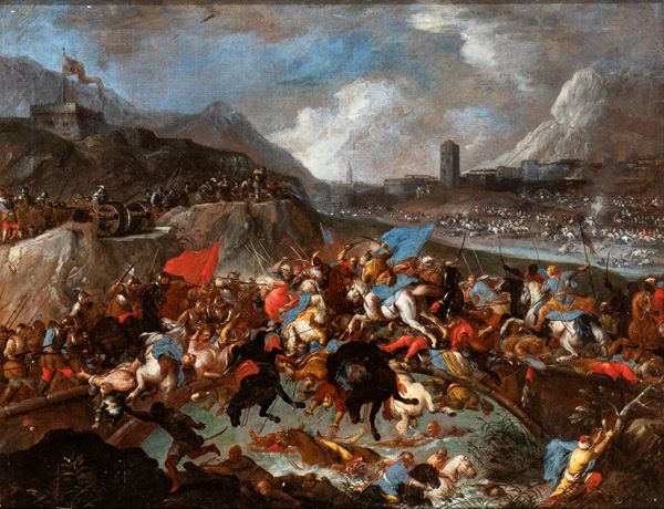 Antonio Calza - Battle at the gates of a fortified city
