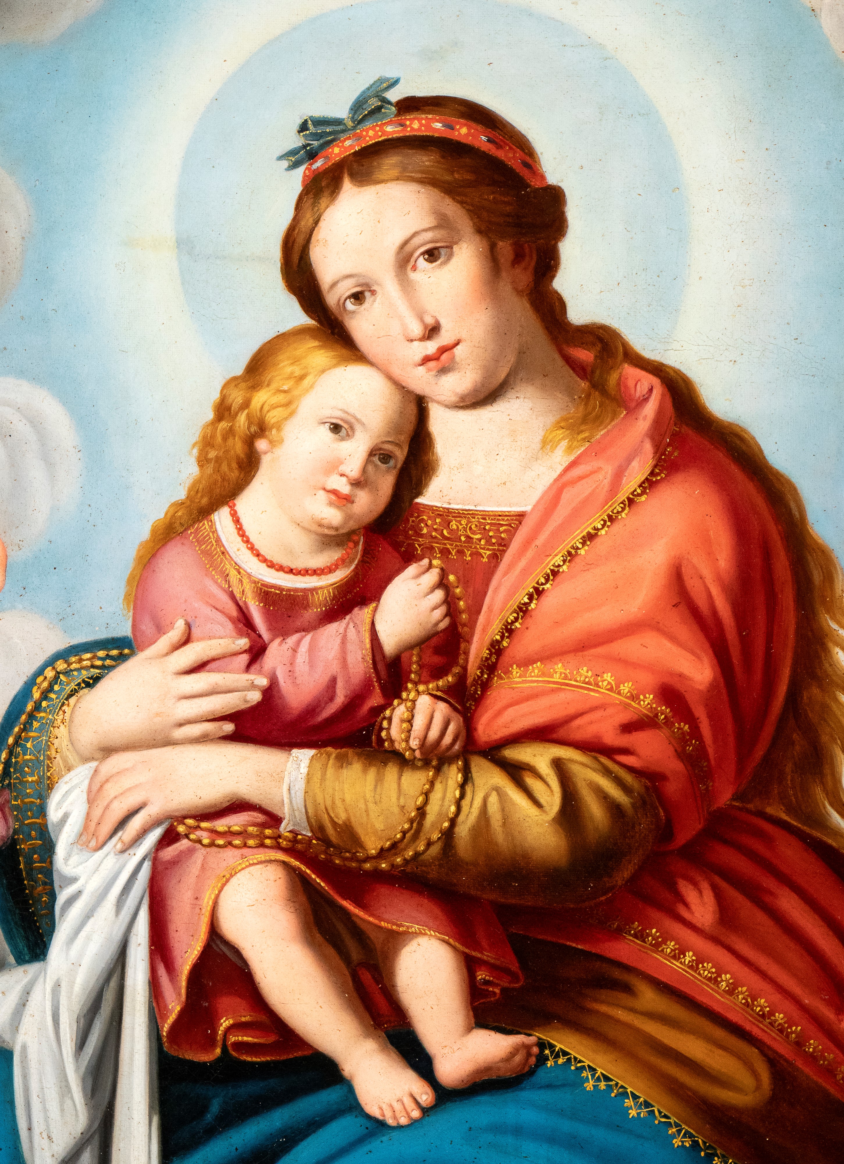 Giovanni Battista Salvi Sassoferrato - Madonna in gloria con il Bambino e gli angeli, olio su tel...