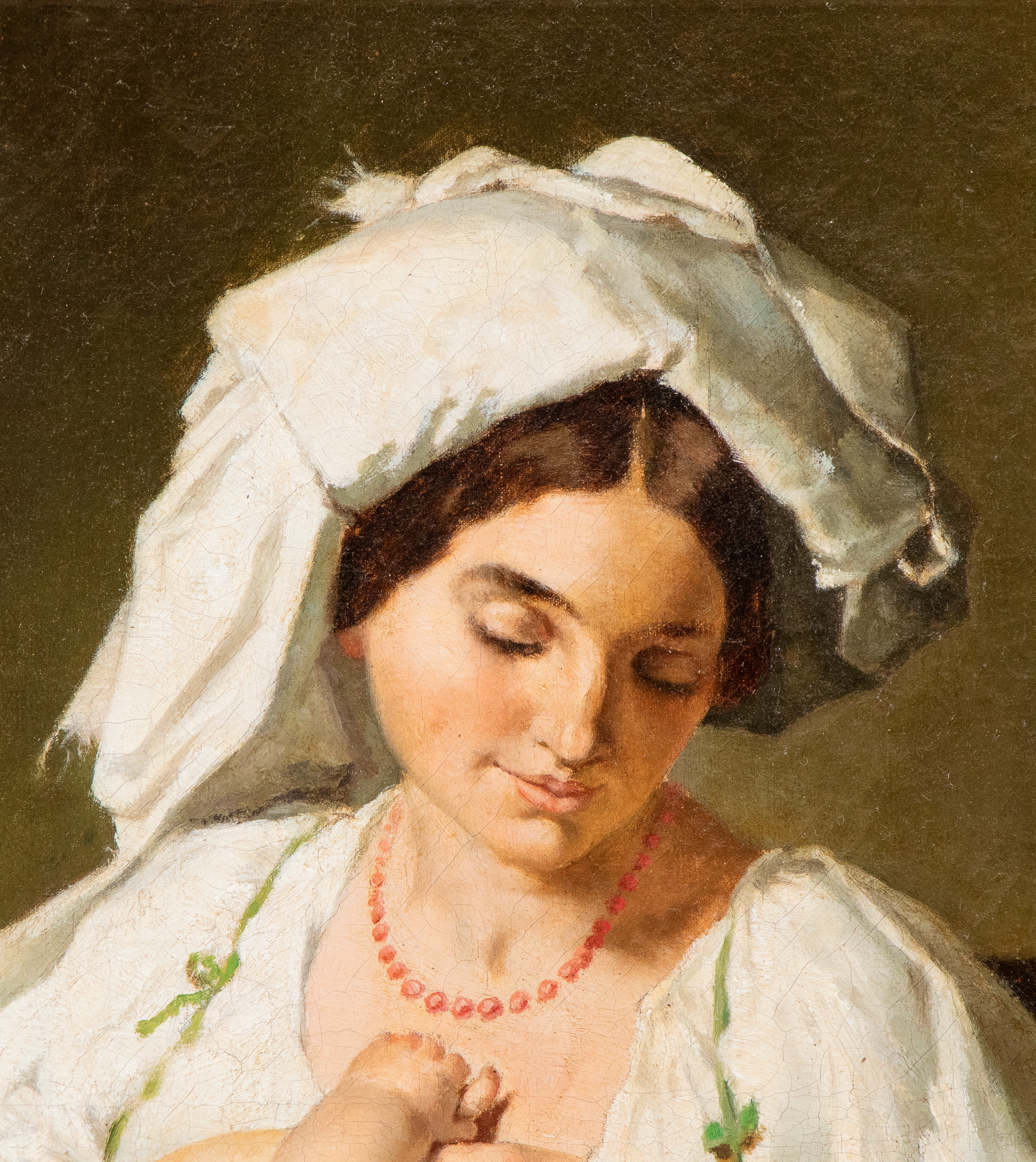 Alfred Van Muyden - Donna abruzzese che allatta un infante, olio su tela