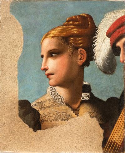 Testa di giovane donna, olio su tela