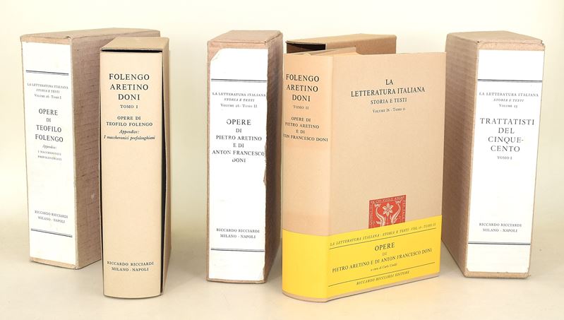Ricciardi Editore, Trattatisti del Cinquecento e Folengo, Aretino, Doni - 3 volumi