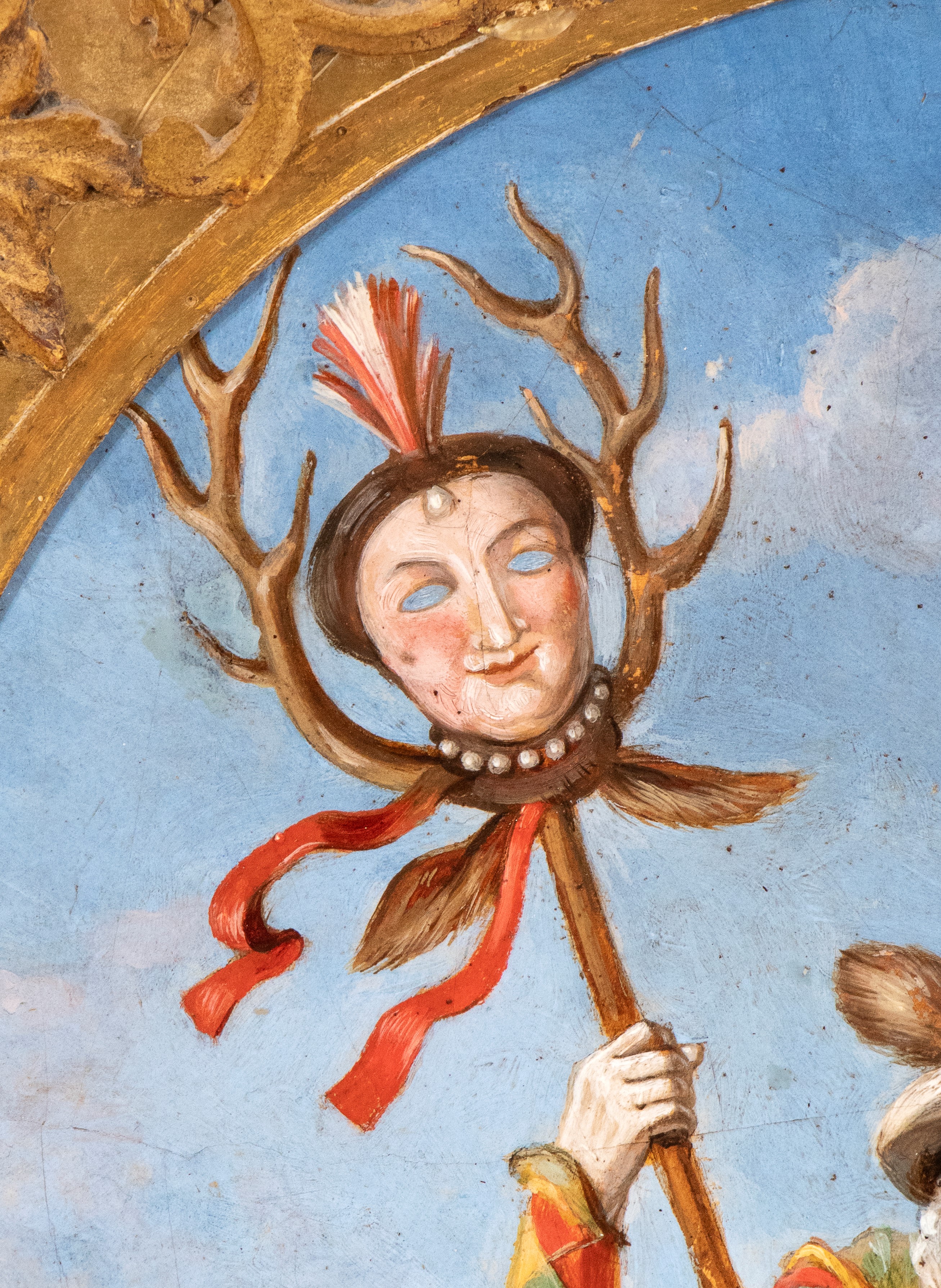 Martin Engelbrecht - Arlecchino a cavallo, olio su tela