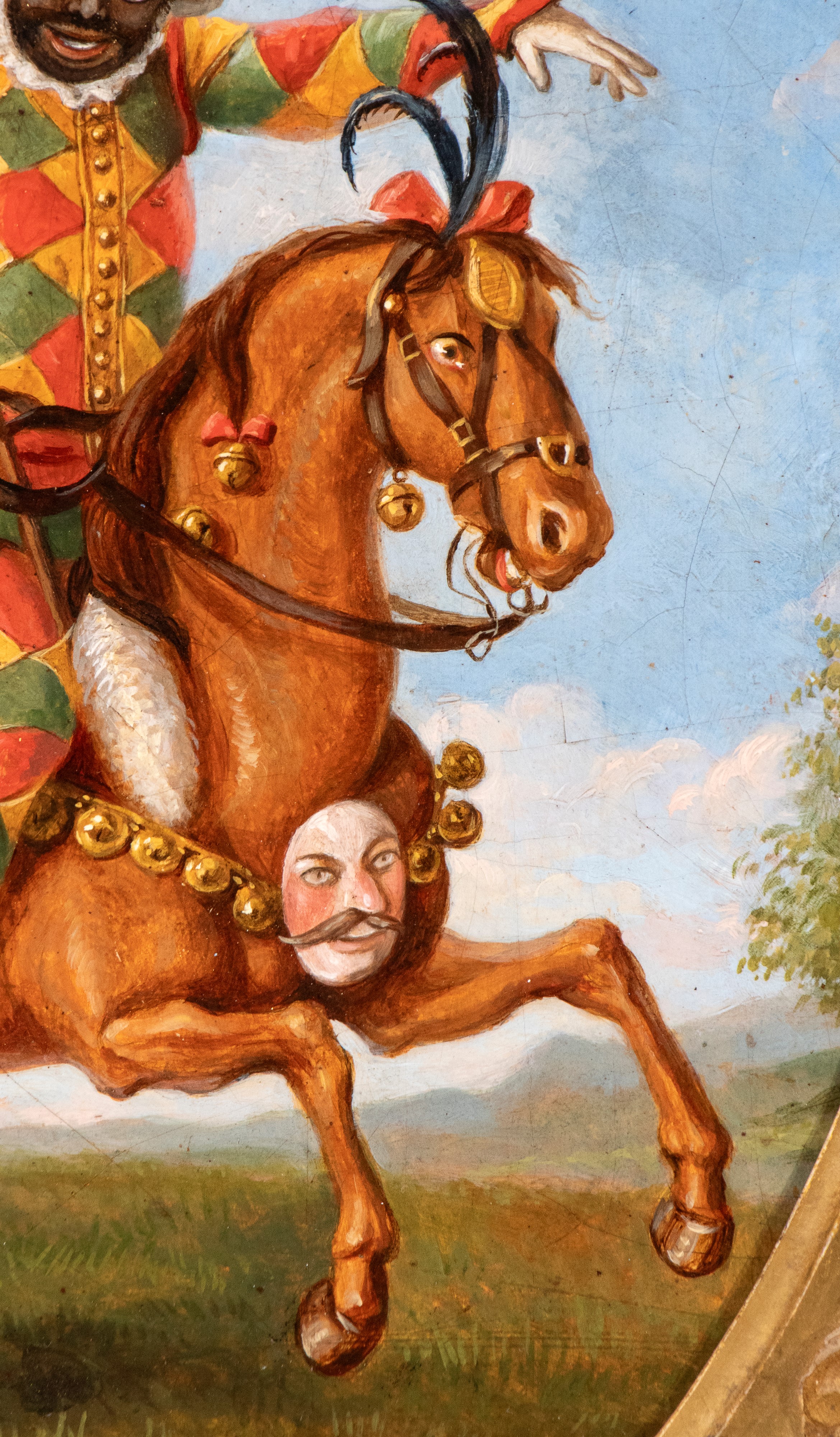 Martin Engelbrecht - Arlecchino a cavallo, olio su tela