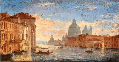 Canal Grande con Punta della Dogana e Santa Maria della Salute, olio su tela