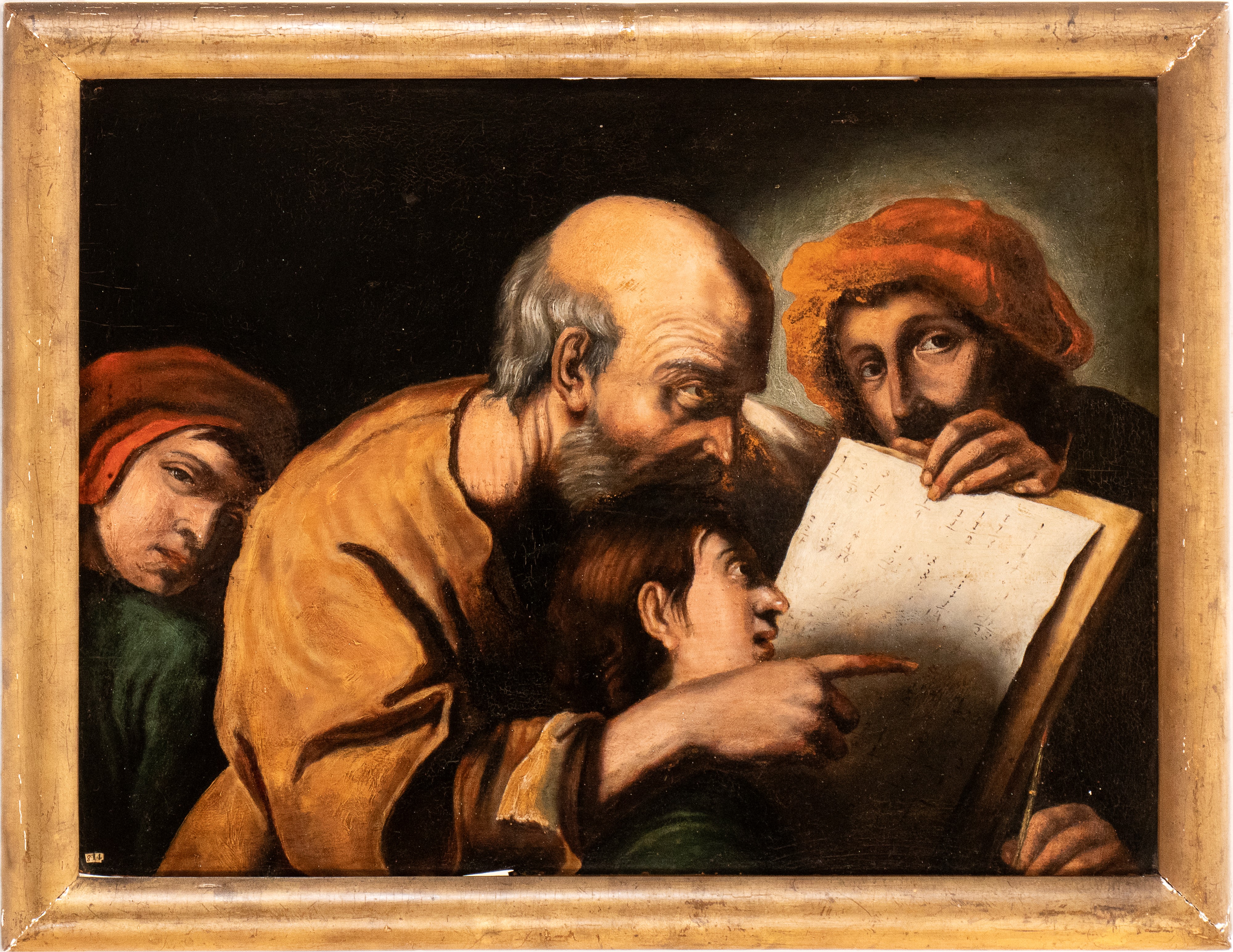 Pietro Muttoni Detto Pietro della Vecchia - Lezione di matematica, olio su tavola