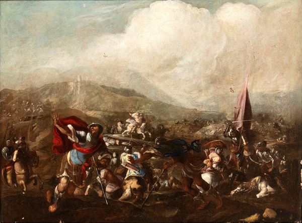 Artista napoletano, XVII secolo - Battle in open field