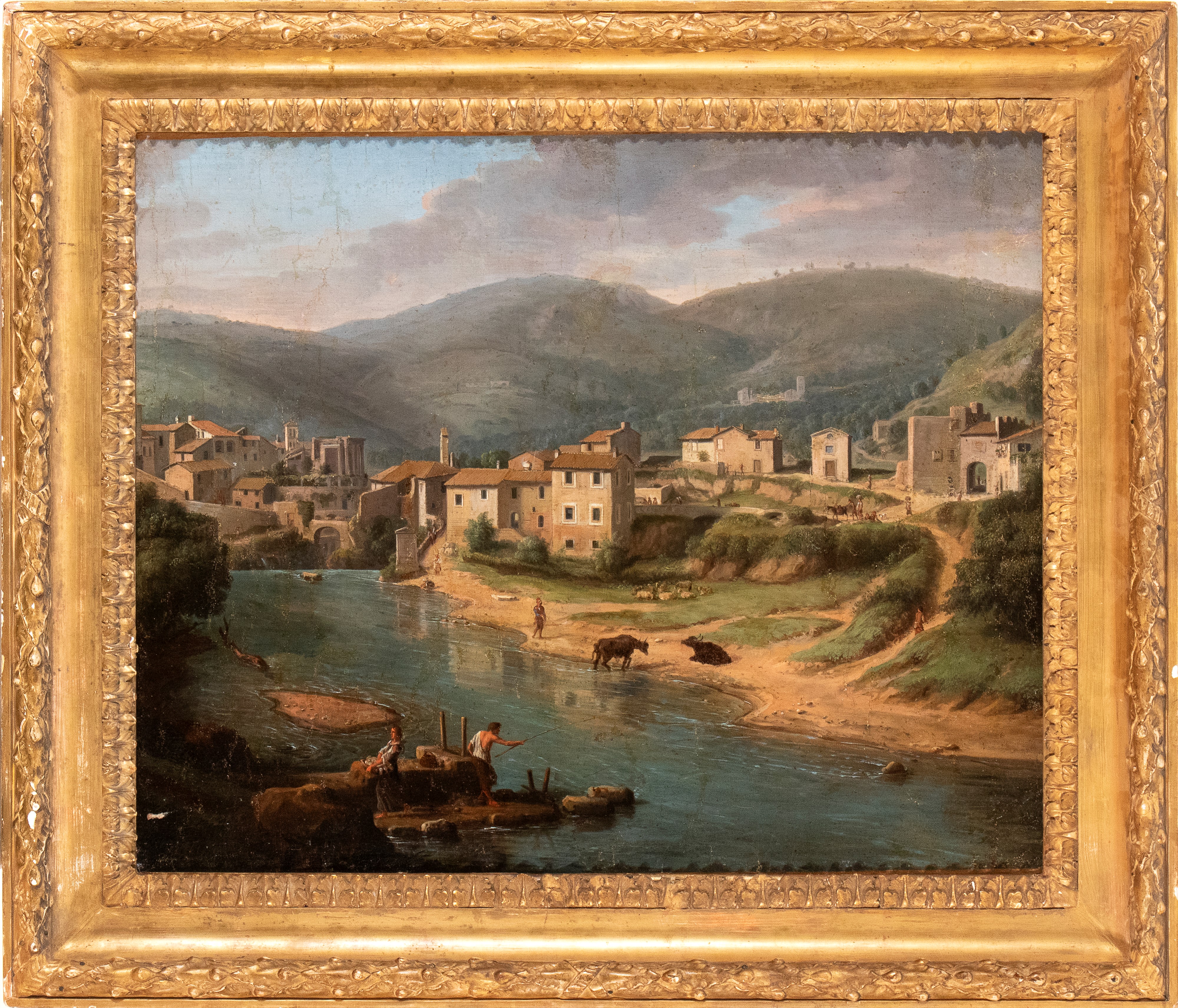 Veduta di Tivoli con l'Aniene prima della cascata