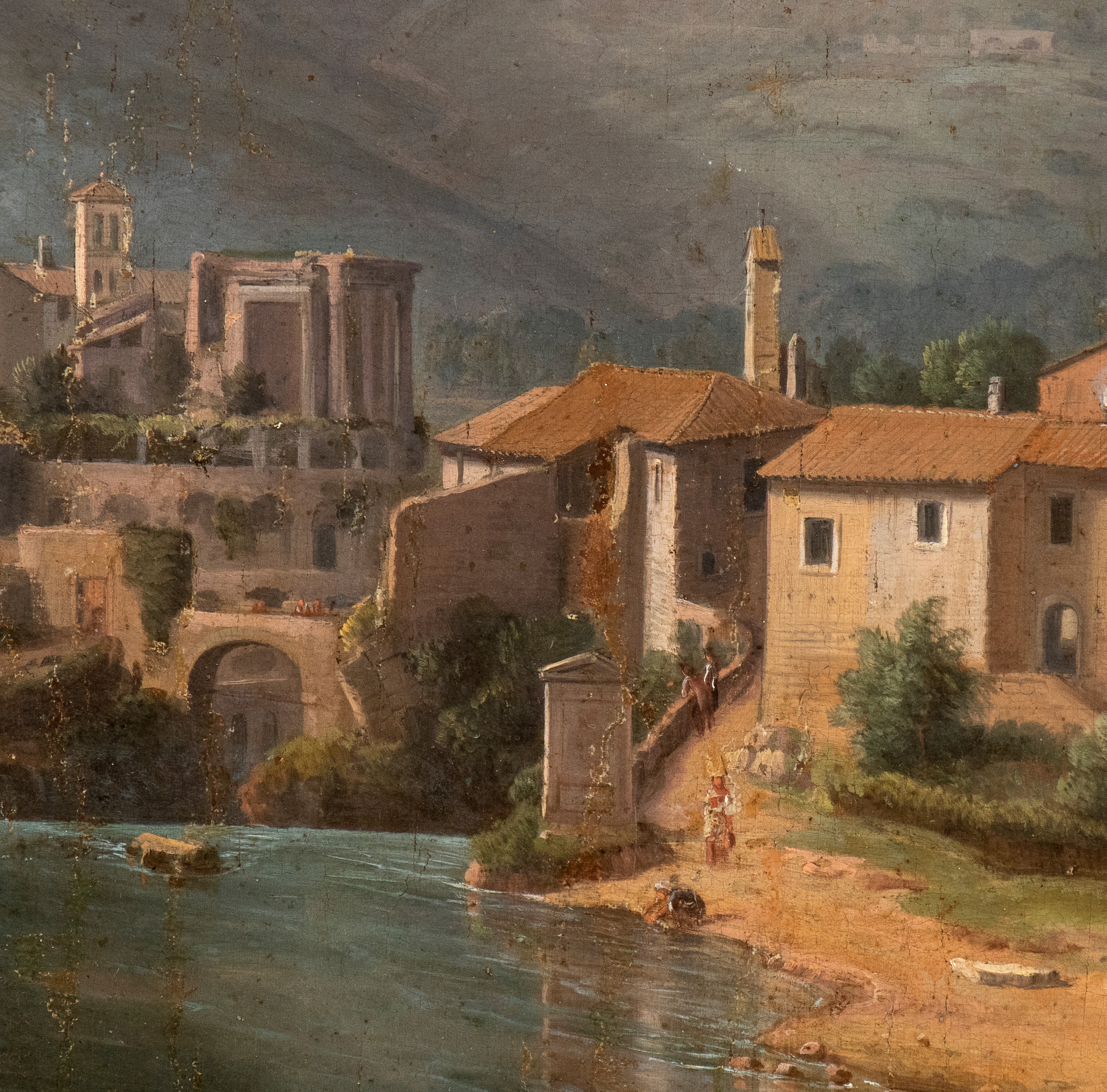 Veduta di Tivoli con l'Aniene prima della cascata