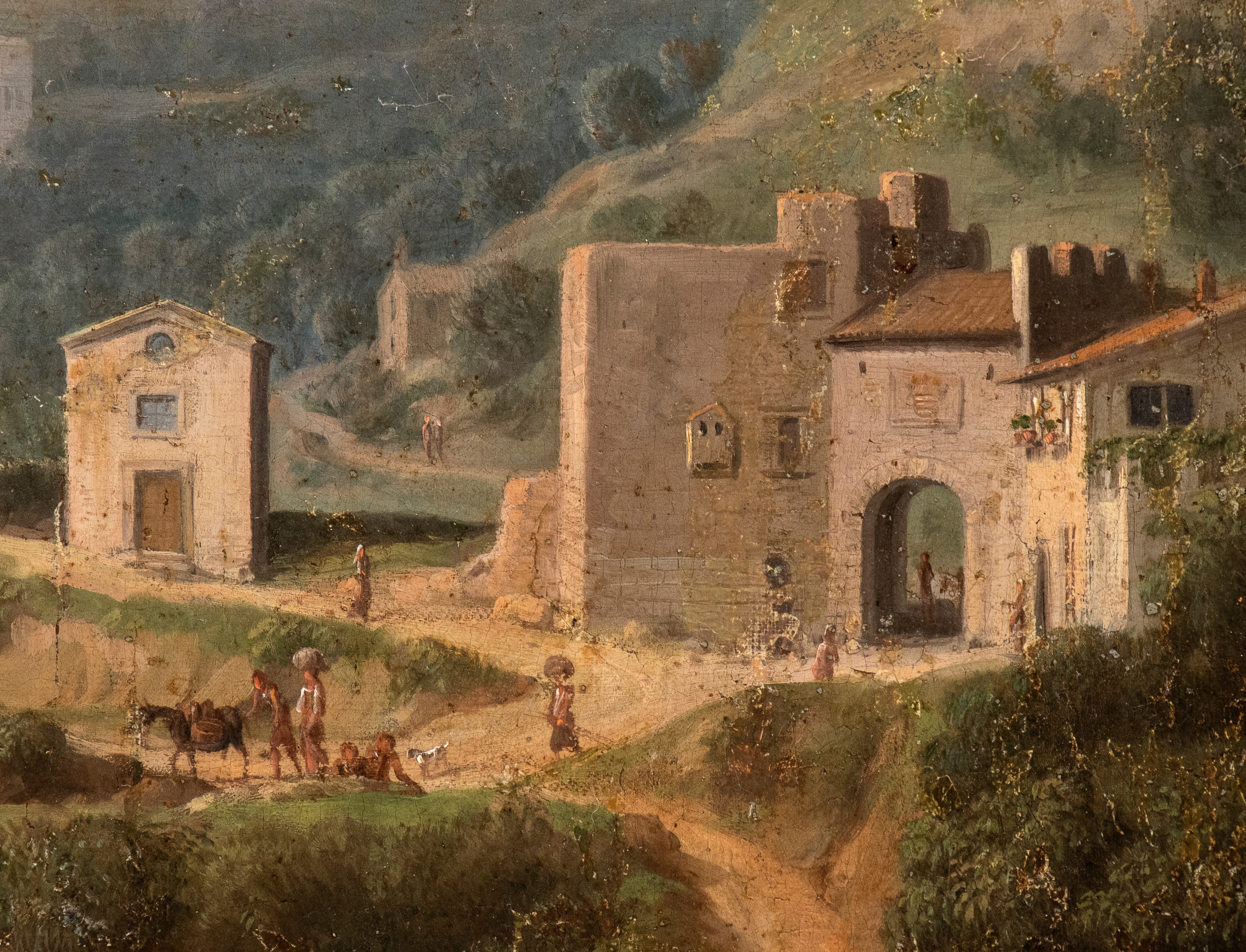 Veduta di Tivoli con l'Aniene prima della cascata