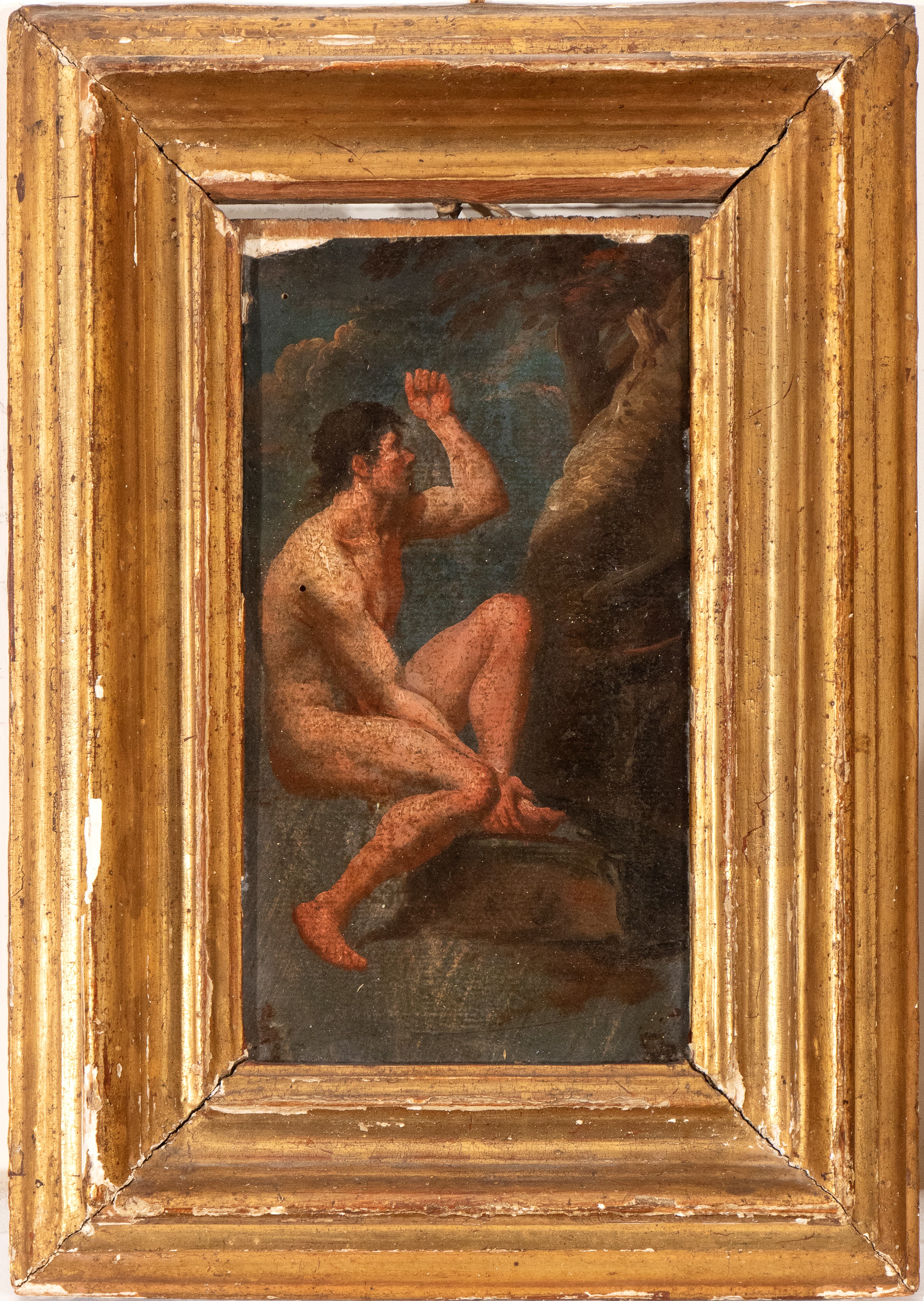 a) Nudo maschile seduto; b) Nudo maschile seduto su un piedistallo. Coppia di dipinti