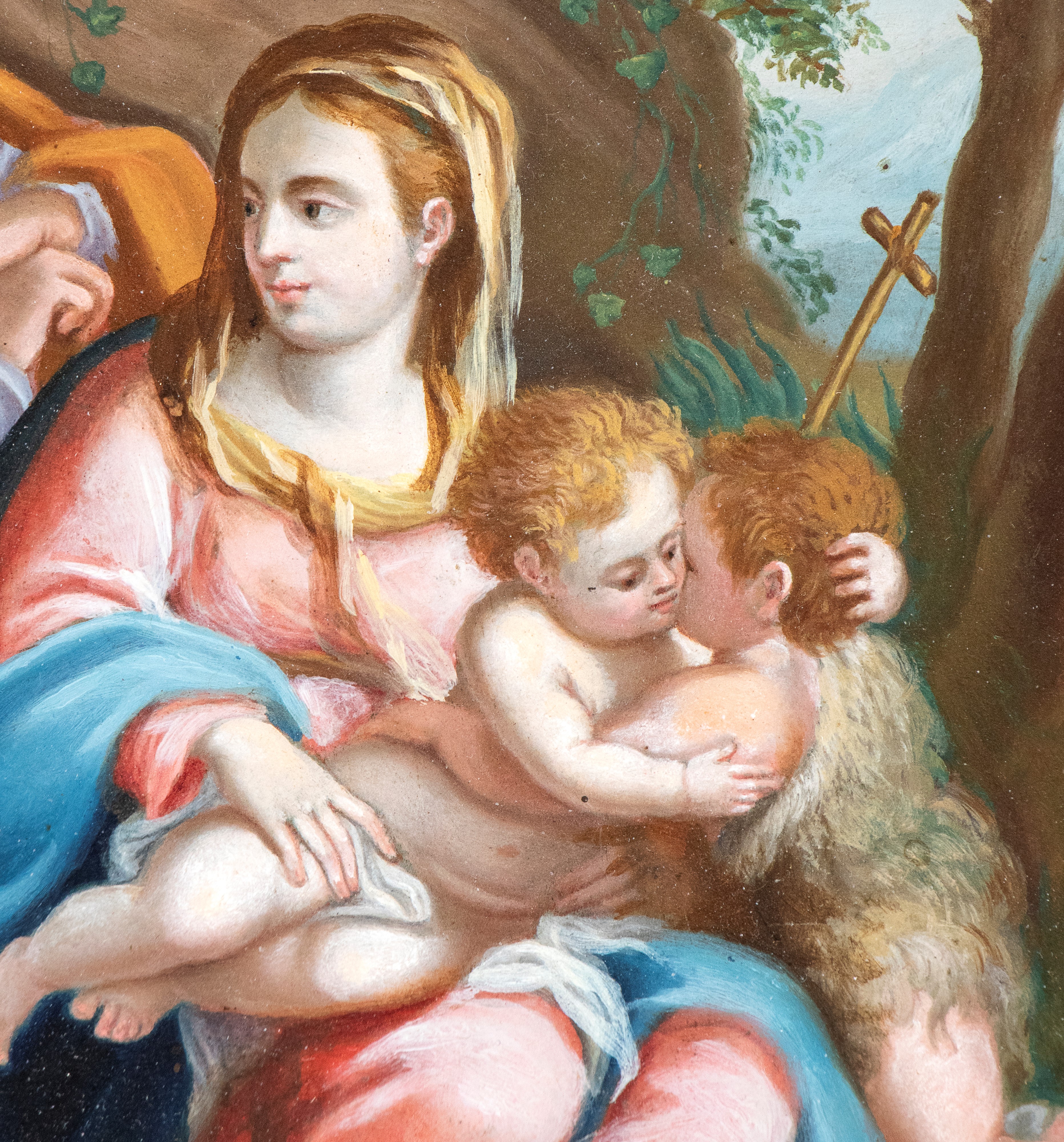 Artista Attivo a Roma, XVII Secolo - Sacra Famiglia con San Giovannino e Santa Elisabetta, olio s...