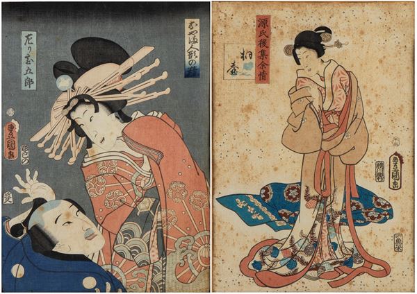 Utagawa Kunisada - Actors in a Kabuki Drama | Portrait of Bijin