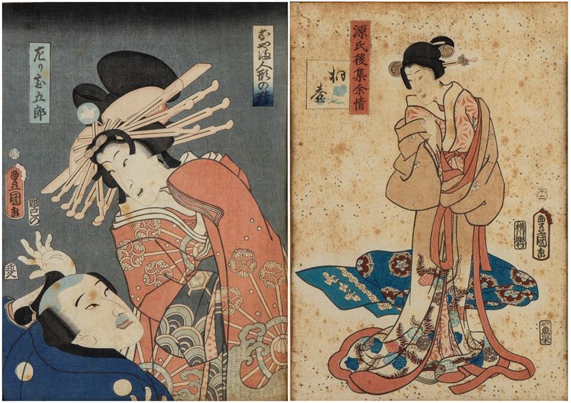 Attori in un dramma kabuki | Ritratto di bijin