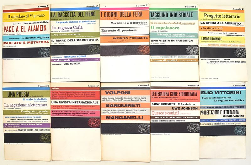 Vittorini e Calvino, Il Menabò di Letteratura, 10 volumi, Einaudi, Torino 1959-1967