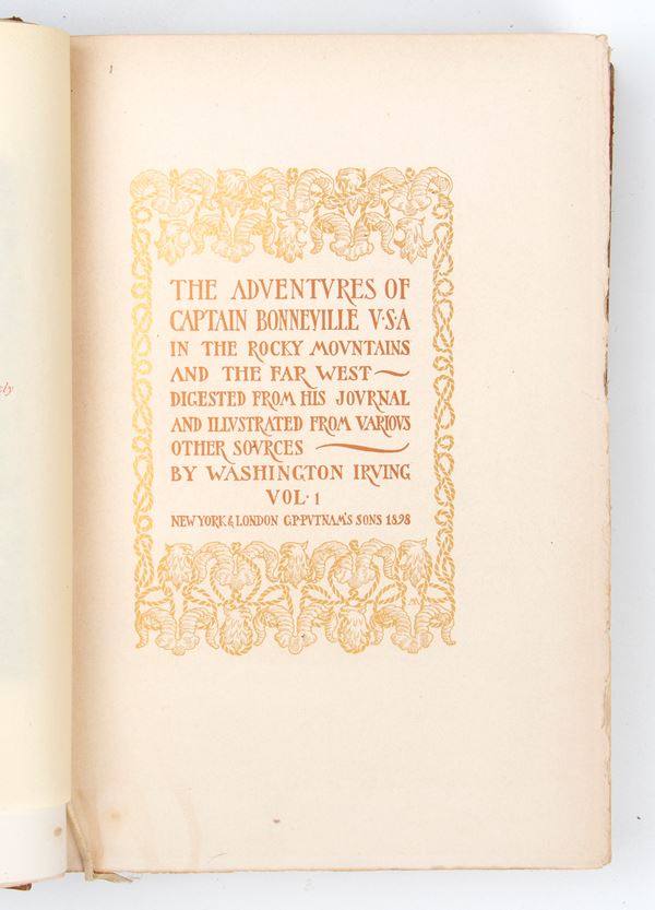 IRVING Washington. Adventures of Captain Bonneville & Wolferts Roost-Holly Edition 2 Volumes