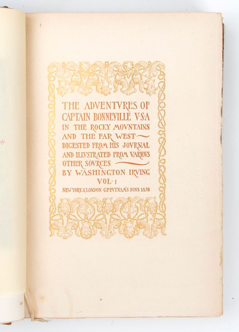 IRVING Washington. Adventures of Captain Bonneville & Wolferts Roost-Holly Edition 2 Volumes