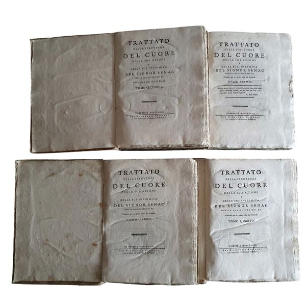 SENAC, JEAN BAPTISTE. Trattato della struttura del cuore della sua azione e delle sue infermità del signor Senac medico consultore del re. Tradotto per la prima volta dal francese