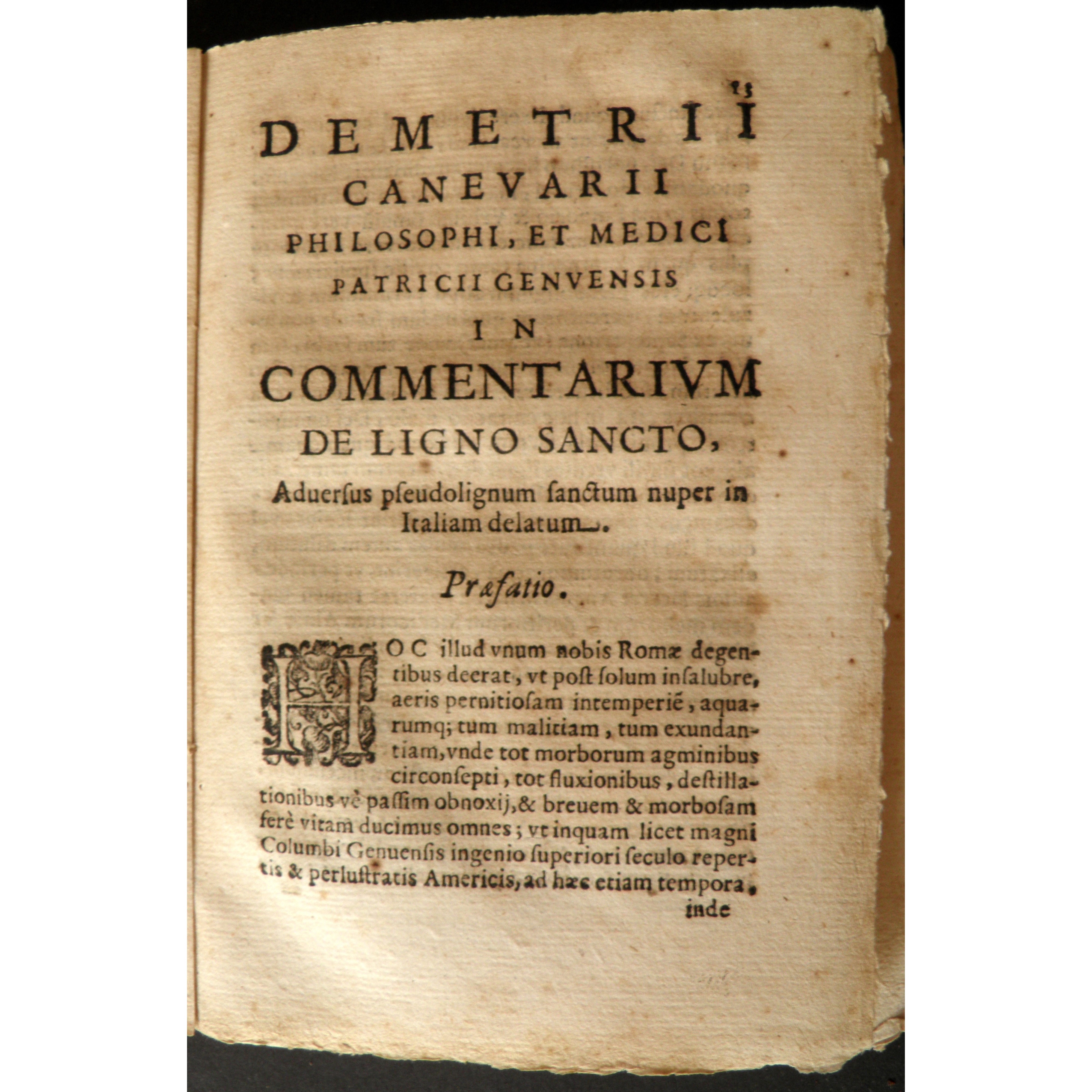 Demetrio CANEVARI. De ligno sancto commentarium ... Demetrio Canevario philosopho, et medico patr...