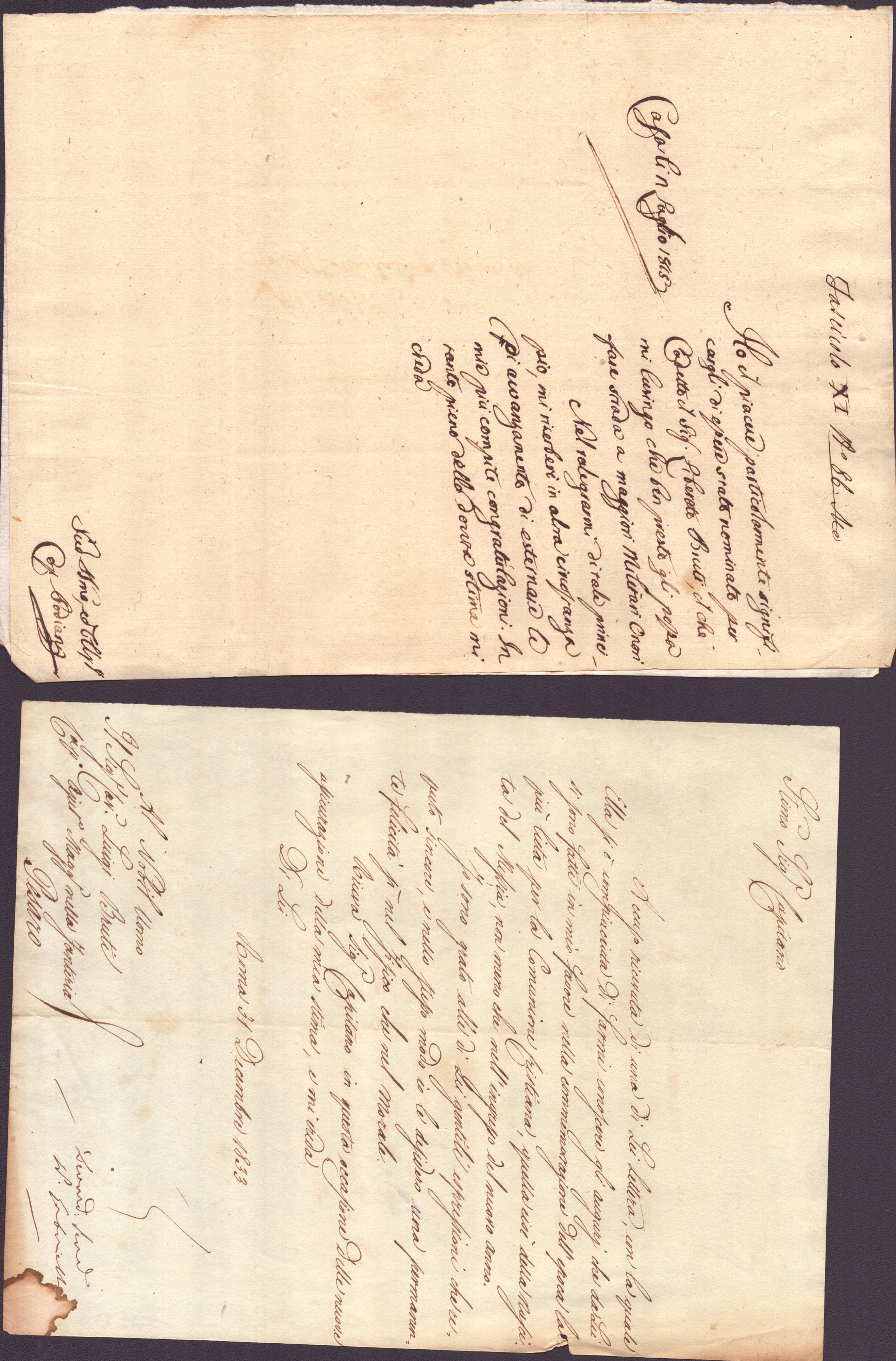 Corrispondenza composta da più di quindici documenti, costituita da lettere su carta intestata de...