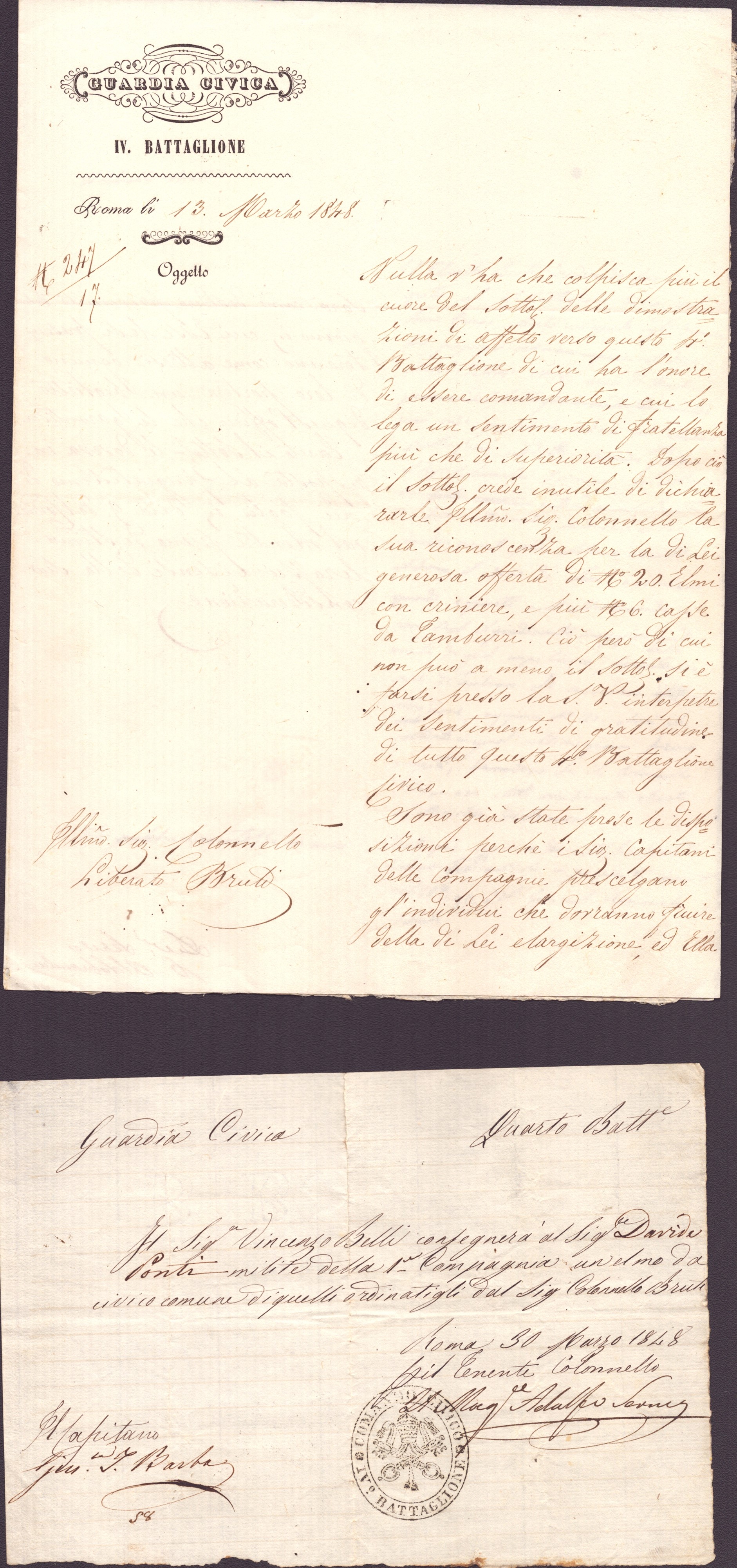 [Risorgimento – 1848] Interessante documentazione