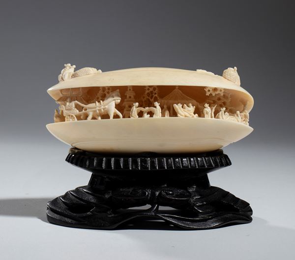 Carved ivory shell, China