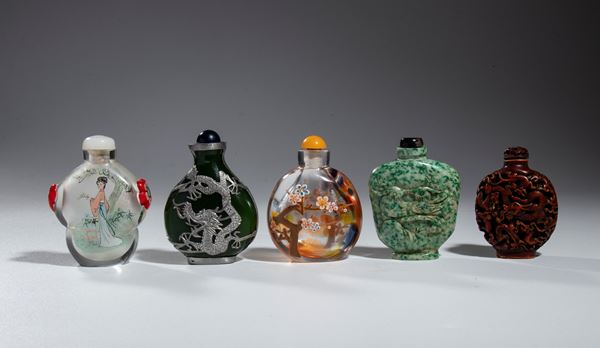 Group of five snuffboxes, China