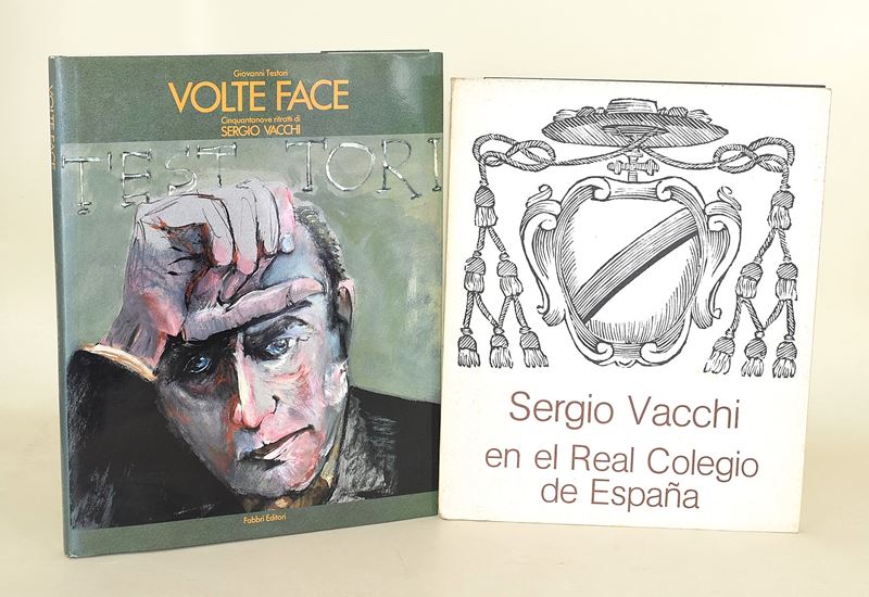Testori, Giovanni: Volte Face. Cinquantanove ritratti di Sergio Vacchi, 1991, Fabbri Editori, due...