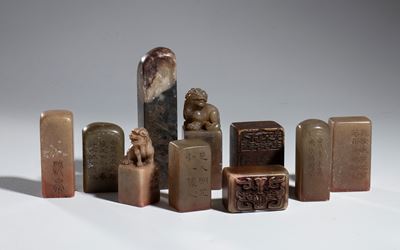 Sigilli in giada, Cina, gruppo di dieci esemplari, XX secolo