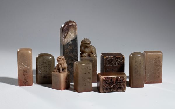 Group of ten jade seals, China