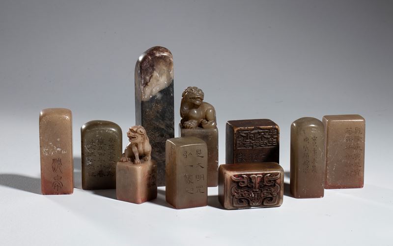 Sigilli in giada, Cina, gruppo di dieci esemplari, XX secolo