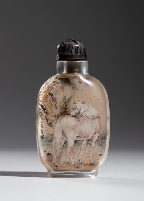 Glass snuffbox, China