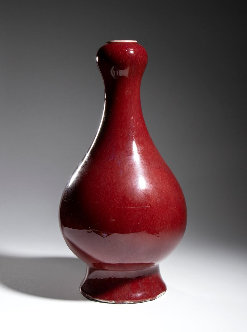 Vaso a bocca di aglio in porcellana flambé, Jingdezhen, Cina, XX secolo
