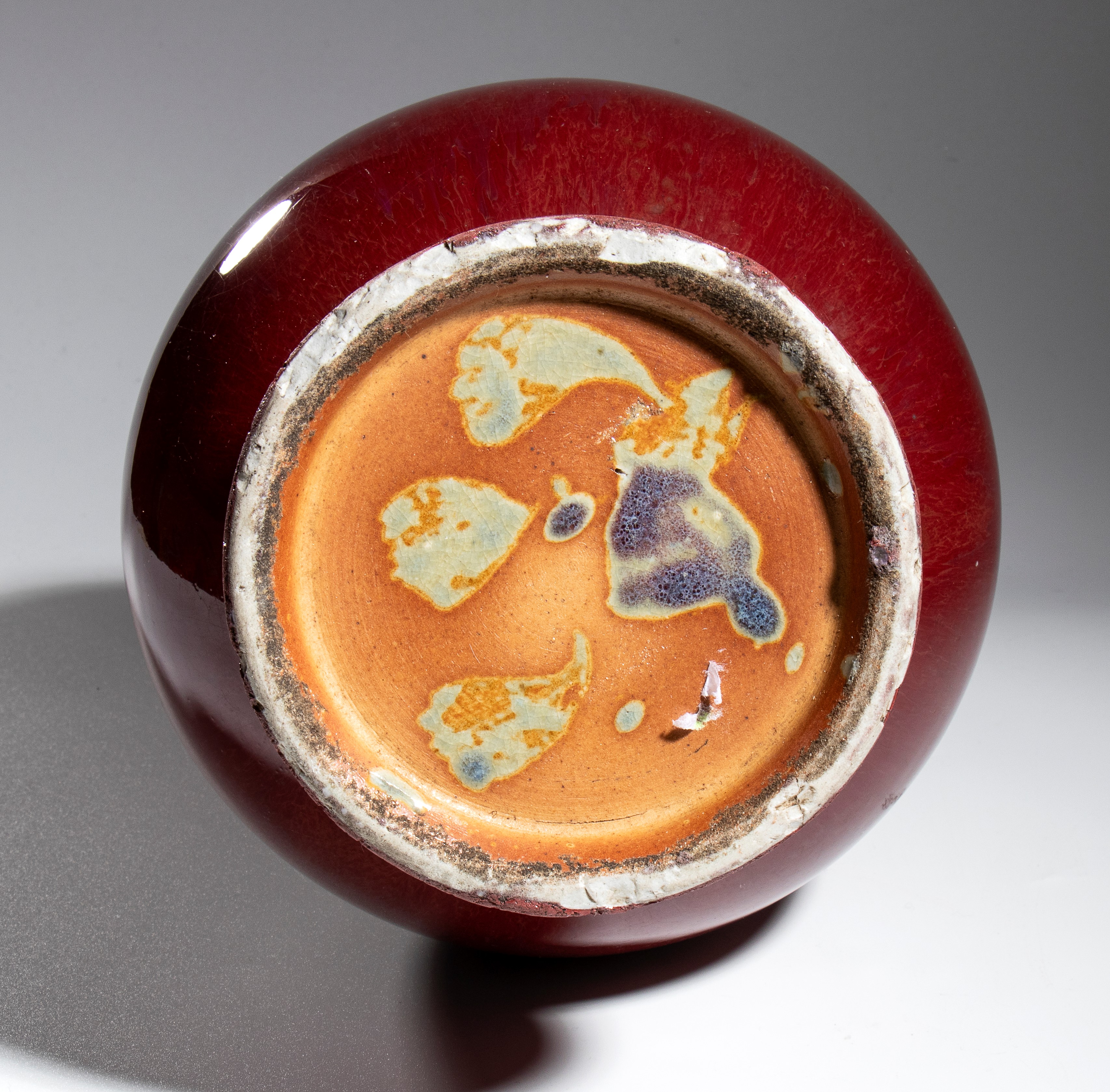Vaso a bocca di aglio in porcellana flambé, Jingdezhen, Cina, XX secolo