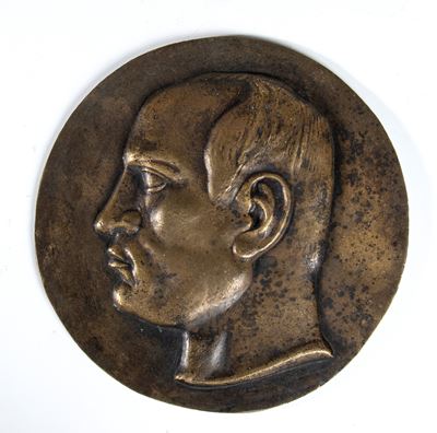 Bassorilievo in bronzo raffigurante Benito Mussolini, prima metà XX secolo