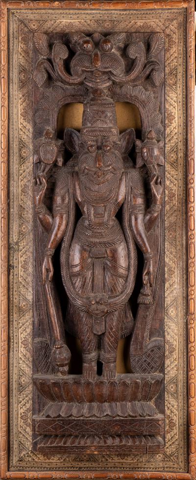 Pannello da muro intagliato, figura di Hanuman, India, XIX secolo