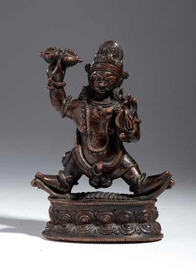 Figura di Vajrapani, scultura in lega di rame, Tibet, XIX secolo