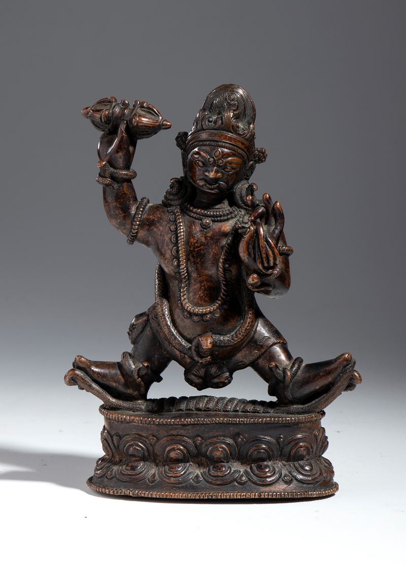 Figura di Vajrapani, scultura in lega di rame, Tibet, XIX secolo