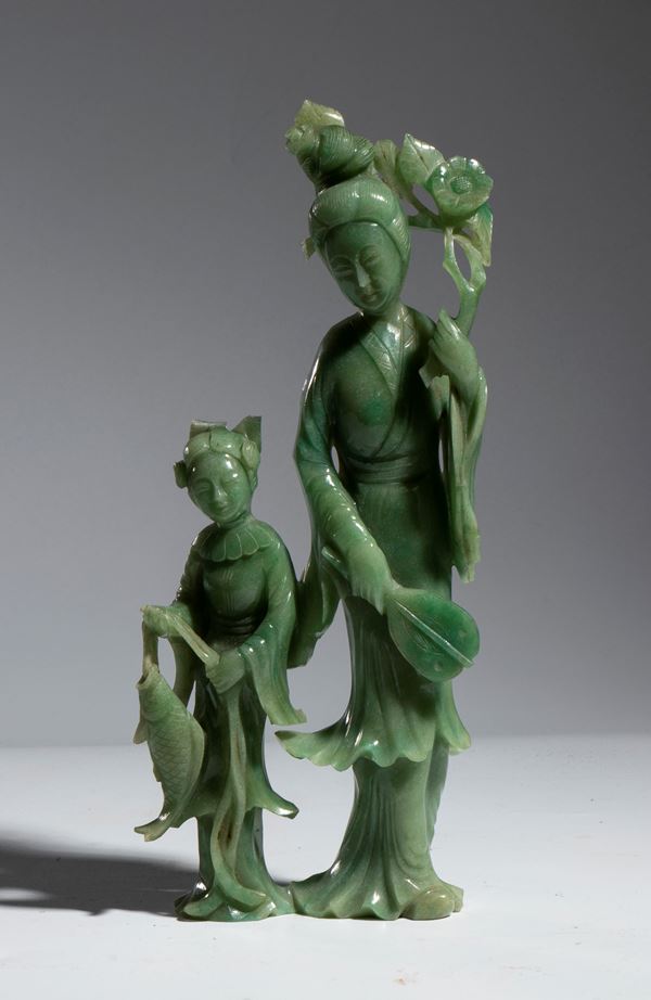 Group of two jade figures, China